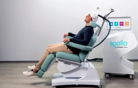 Patient receiving TMS therapy at Spring Psychiatry Clinic